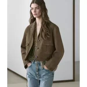 MASSIMO DUTTI [적립금 5%]스웨이드 레더 크롭 자켓 409461