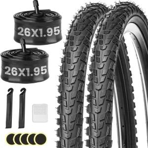 산악 자전거 타이어 세트 2팩 26x1.95인치 접이식 교체 수리 키트가 포함된 26인치 이너 튜브