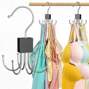 칼림도르 2팩 탱크탑 행거 브라 정리함 - 360 회전식 후크 36개 품목 보관 공간 절약 옷장 및 스카프 지갑