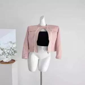 핑크 가을 집업 항공 스웨이드 코트 쇼트 톱 야구 점퍼 여자점퍼 긴팔 루즈핏 원템3