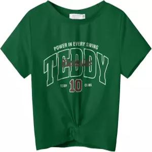 아샤이너 걸스 캐주얼 타이 다이 반팔 티셔츠 귀여운 프린트 여름 블라우스 트위스트 프론트 튜닉