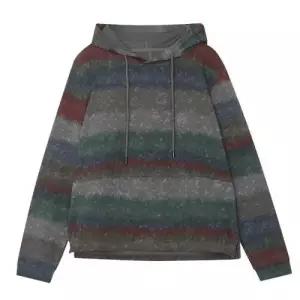 여친 하프 면 캐주얼 빈티지 스트라이프 카의류 후드 맨투맨 상의 봄가을 코트 원템3