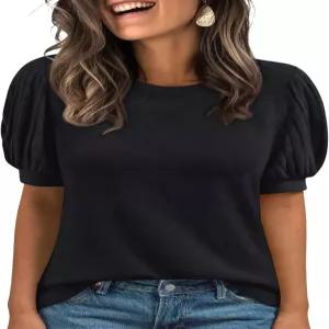 오토멧 여성 여름 스웨터 봄 튜닉 드레시 캐주얼 블라우스 비즈니스 귀여운 트렌디한 반팔 셔츠 2026