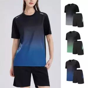 남녀 쿨링 그라데이션 반팔 트레이닝세트 운동 셋업 남성세트