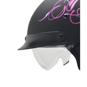 베가 워리어 모터사이클 하프 헬멧, 선쉴드 페이스 스컬 다이얼 자전거 가능한 초퍼 / 스쿠터 atv용 크루저 모프드 사이즈 dot 조절 캡,