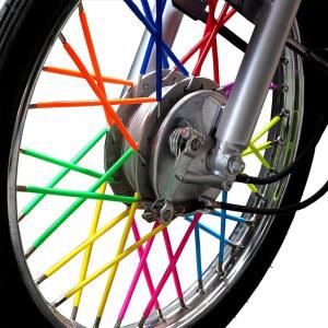 WEIAIGI 오토바이 휠 스포크 커버, 72팩, 길이 240mm, 다색 바퀴용 장식 보호대