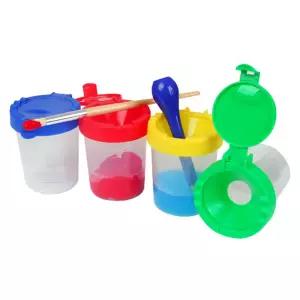 미술놀이 간편 똑딱 물감통 세트 (4개입)용품 자바라 물통 학용품