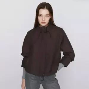 백화점 지오다노 여자루즈핏 오버핏 하이넥 바람막이 숏 쟈켓 376504