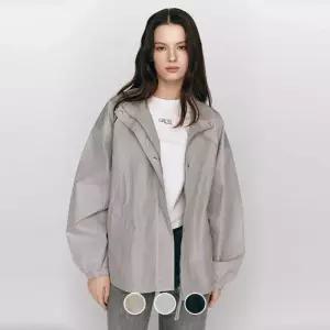 백화점 지오다노 여성 간절기 오버핏 나일론 코팅 바람막이 자켓 375512