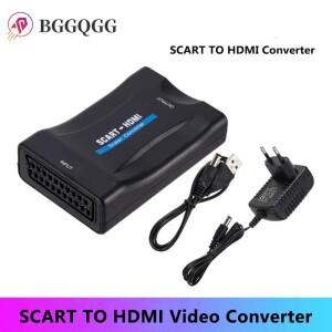 BGGQGG 1080P SCART-HDMI 호환 비디오 오디오 하늘 상자 STB 플러그 앤 플레이 DC 케이블 용 HD TV DVD 고