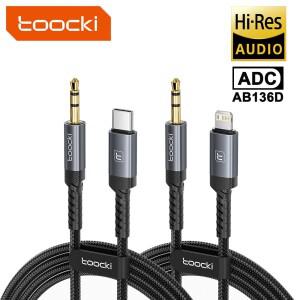 투키 USB-C/라이트닝 to 3.5mm 잭 AUX 케이블 남성-남성 오디오 어댑터 코드