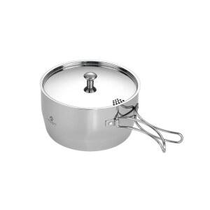 캠핑문 2쿼터 캠핑 소스팬 3겹 스테인리스 스틸 요리 냄비 / 뚜껑 접이식 손잡이 컴팩트 수납 휴대용 IH 호환 CC-18