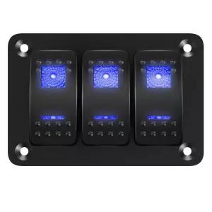 다이어텍 마린 스위치 패널 방수 12V 3 갱 로커 블루 LED 라이트 토글 자동차 트럭 보트 RV UTV ATV RZR용