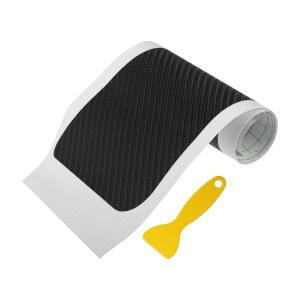 모토포르티 유니버설 카 리어 트렁크 실 가드 범퍼 프로텍터 트림 스트립 스티커 커버, 90cm 35.43인치 길이, 긁힘 방지, PVC, 탄소 섬유 패턴 블랙, 1세트