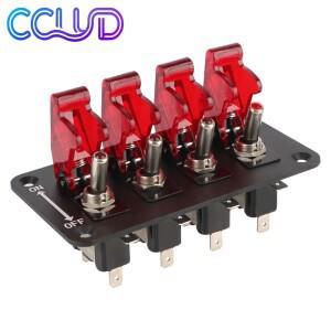 레이싱카 차량용 자동 점화 스위치 패널 스타트 푸시 버튼 LED 표시등 12V 20A 4 로커 토글