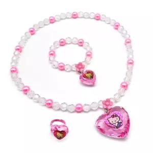 키티 진주 하트 목걸이 팔찌 반지 연핑크얼리 쥬얼리 어린이 어린이쥬 여아선물 공주 장신구 캐릭터 터쥬