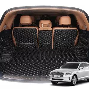 칸KHAN 제네시스 gv80 카본 가죽 트렁크 매트