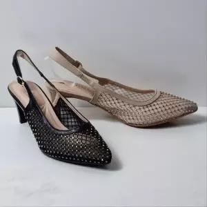 [하프클럽/탠디]미셸by탠디 TC01 여성 6cm 망사 슬링백 힐 스틸찡 포인트 하이힐 샌들 125029SB2