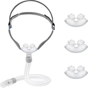CPAP 마스크 - 비강 베개 헤드기어가 있는 코 재사용 가능한 수면 무호흡증 소형 중형 대형 쿠션 포함