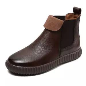 포뇨2 여자 플랫워커 리얼 가죽 플랫 부티 가을 쿠셔닝 소 빈티지 하이탑 무스탕 단화 OPH3