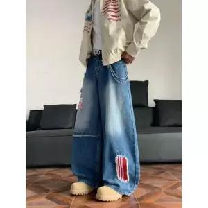 슬램덩크 바지 청 남성 빈티지 가을 슬림핏 앵클 트렌드 옆스트라이프 배기핏 와이드 HO3