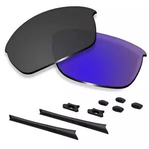 Betterun 오클리 플랙 재킷용 편광 교체 렌즈/고무 키트, 레트로 블랙 편광, 단일 사이즈