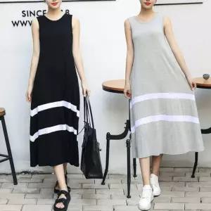 여성 민소매 나시 원피스 니트 미디 롱원피스 반팔 프릴 브이넥 청치마 여자 미니 플레어