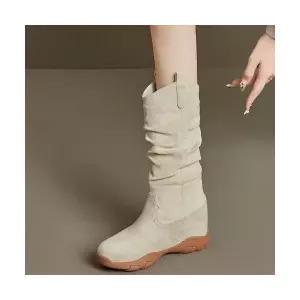 천진반여자 데일리룩 신발 워커힐 속가보시 롱부츠 가을 빈티지 사이드지퍼 통굽 슬림워커 KUK3