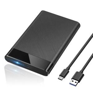 POSUGEAR 2.5인치 외장 하드 드라이브 인클로저, 6Gbps USB C 3.1 Gen 2 to SATA III 툴 프리 외장 하드 드라이브 케이스, 7mm / 9.5mm 2.5인치 SSD HDD(UASP 포함), WD 도시바 삼성 PS4 Xbox와 호환 가능