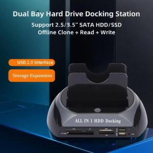 USB 2.0 to IDE SATA 하드 드라이브 도킹 스테이션 올인원 듀얼 브래킷 리더 포함