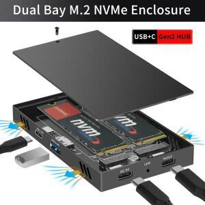PCIe NVME HDD 도킹 스테이션 듀얼 프로토콜 M.2 SSD 케이스 USB3.2 GEN2 10Gbps 솔리드 드라이브 인클로저