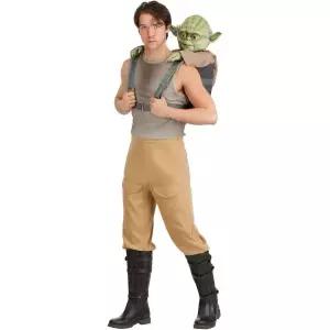 남성 디럭스 스타워즈 루크 스카이워커 코스튬과 요다 백팩, 셔츠 및 바지 | 은하 훈련 마법사 할로윈 의상