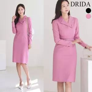 봄 H라인 빅사이즈 스판 정장 벨트 슬림 원피스 2부 드레스 하객 상견례 소개팅 오피스룩1252226