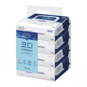 코디 아쿠아프레시 물티슈 72매 캡형 4입 CODI 쌍용