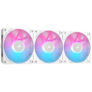 CORSAIR iCUE 링크 RX120 RGB 120mm PWM 팬(iCUE 링크 시스템 허브 포함) - 마그네틱 돔 베어링 - 트리플 팩 - 화이트