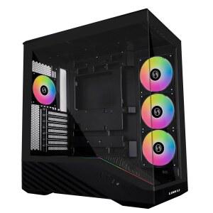 리안 리 V100 ATX 미드 타워 PC 케이스, 4 x 120mm ARGB PWM 팬 사전 설치, LED RGB 스트립, 강화 유리 디스플레이 플랫폼, 420mm GPU 지원, 360mm 라디에이터, 최적화된 공기 흐름 - 검은색(V100RX)
