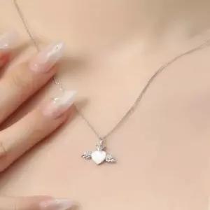 비쥬홀릭실버925백금도금자개엔젤하트목걸이 패션목걸이 은목걸이 925목걸이 도금목걸이