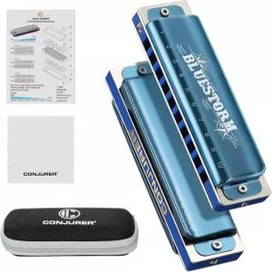 초보자를 위한 컨저 블 하모니카 0홀 디아토닉 F 키 형광체 브론즈 리드 황동 디럭스 마우스 오르간 케이스