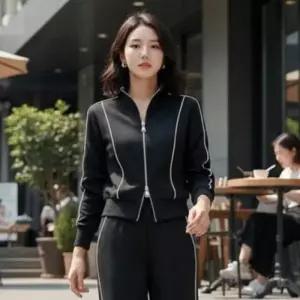 [텐바이텐][홍은]여자 세미와이드 팬츠 바지 츄리닝 집업 트레이닝 세트