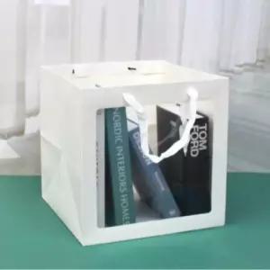 [문구/오피스] 정사각 화이트 투명창 선물용 쇼핑백 대형