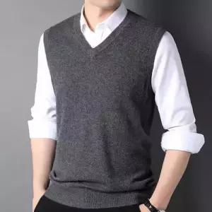 울 남성 캐시미어 조끼 스웨터기모 브이넥 KS1