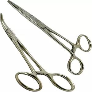 에이본 서지컬 2 각각 다용도 낚시 도구 5인치 겸자 세트 - 스테인리스 스틸 곡선 및 직선 지혈대 톱니