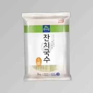 면사랑 잔치국수 소면 3kg 대용량 골뱅이소면 식당용식자재 업소용 면요리 소면레시피 소면국수 비빔국수면