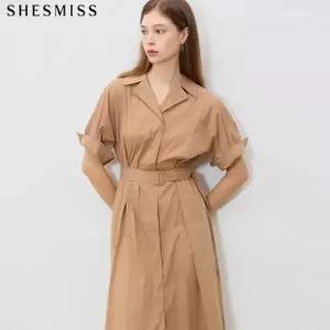 [쉬즈미스] 바스락 쿨 스모크 밴딩 셔츠 원피스