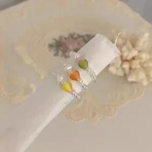 여자 투명 비즈 진주 우레탄실 프리사이즈 반지