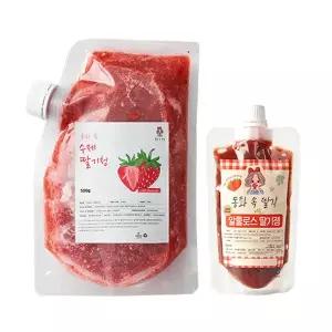동화속딸기 프리미엄 수제 저당 딸기잼 200g+자일로스 딸기청 500g