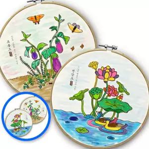 3WC 민화자수액자 20cm DIY 대나무수틀 전통 동양화 꾸미기 홈데코소품 수틀키트