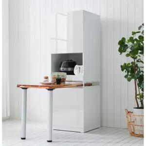 폭60cm 대형전자렌지 수납가능 주방선반장+원목식탁 레인지 밥솥장 수납장