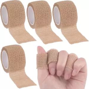 CTEAKOP 4롤 셀프 접착 붕대 랩 발가락 손가락 테이프 부러진 보호대 엄지 발 발목 및 용 탄력 손목 1인치