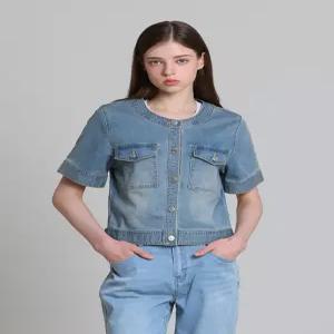 [꼼빠니아][꼼빠니아(compagna)] 차이나카라 크롭 반팔 데님 청자켓 (택가격 279000원)